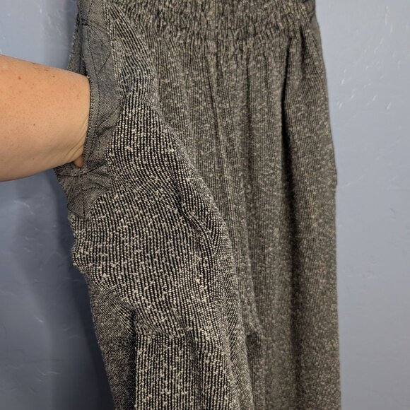 Wide-Leg Cropped Gray Textured Pants Elastic Waistband Pockets XL - Picture 5 of 14